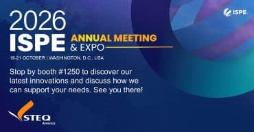 STEQ America exhibiting pharmaceutical manufacturing solutions at Booth 1250 during the 2026 ISPE Annual Meeting & Expo